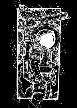 Astronaut in Space Graphic Illustration