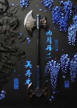 Ornate Double-Bladed Fantasy Battle Axe