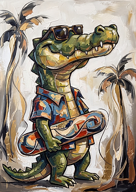 Cool Crocodile Skater Painting