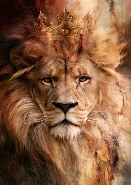 Majestic Lion King with Golden Crown