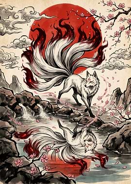 Nine-Tailed Kitsune by Red Sun