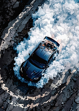 Sports Car Drifting on Mountain Road