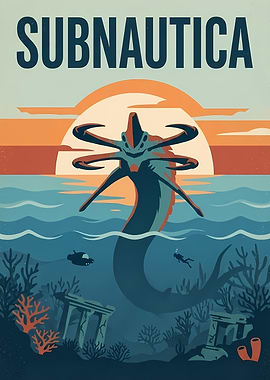 Subnautica Reaper Leviathan Travel Poster