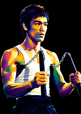 Bruce Lee Low Poly Art Portrait