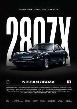 Nissan 280ZX Vintage Car Poster