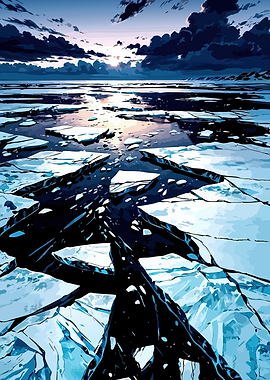 Arctic Ice Floes at Sunset