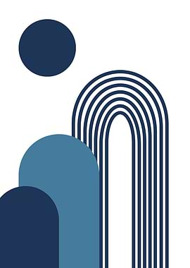 Minimalist Blue Abstract Geometric Art