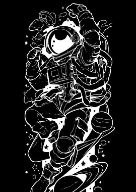 Astronaut Floating in Deep Space