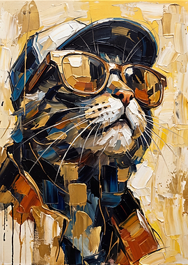 Cool Cat in Sunglasses Painting