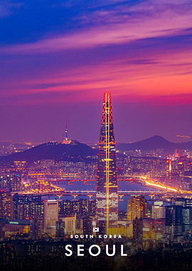 Seoul Lotte World Tower Sunset Skyline