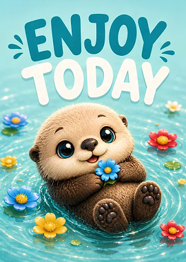 Enjoy Today – Cute Otter Motivational Poster