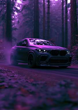 Matte Black BMW SUV in Forest