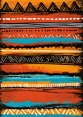 Aboriginal Tribal Pattern Abstract Wall Art