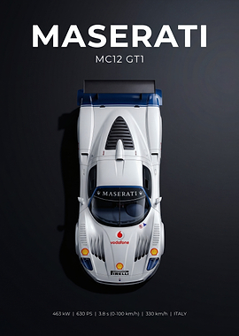 Maserati MC12 GT1 Top View Poster