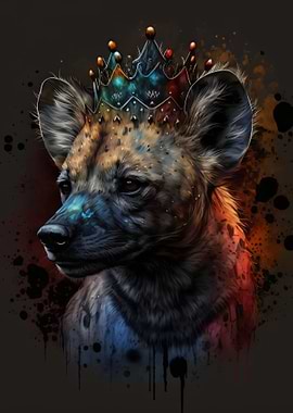 Regal Hyena with Colorful Crown