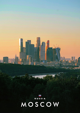 Moscow City Skyline at Sunset
