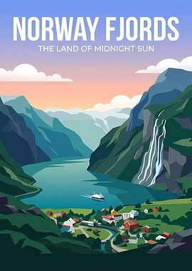 Norway Fjords Travel Poster