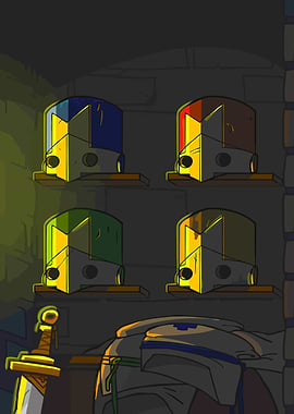 Castle Crashers Knight Helmets Display