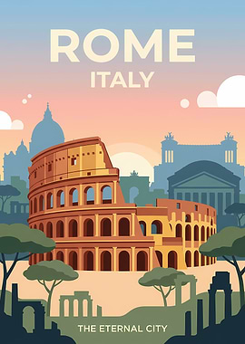 Rome Italy Travel Poster