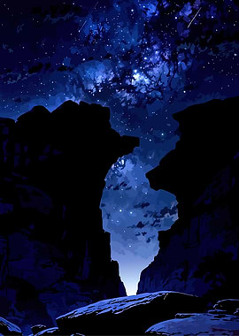 Starry Night Canyon Silhouette