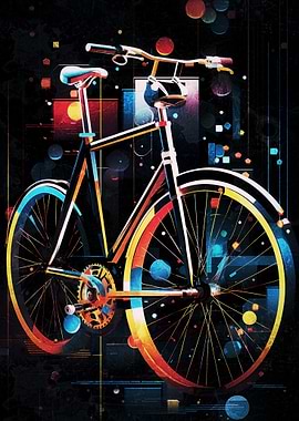 Abstract Neon Bicycle Art