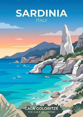 Sardinia Cala Goloritzé Travel Poster