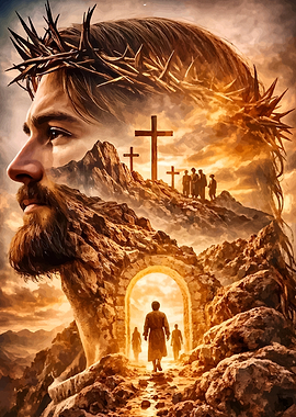 Jesus Christ Double Exposure Landscape