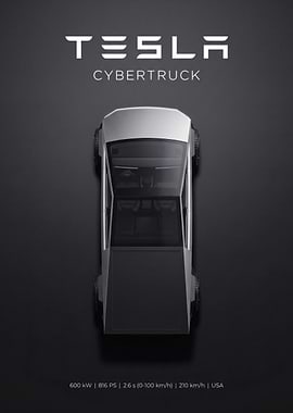 Tesla Cybertruck Top View Poster