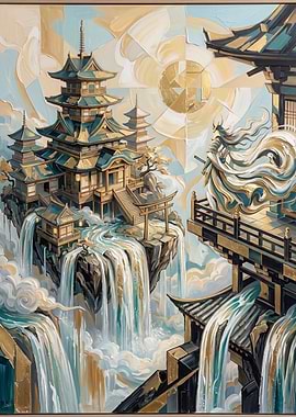 Floating Temple and Celestial Warrior