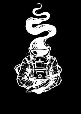 Astronaut with Smoking Helmet Graphic