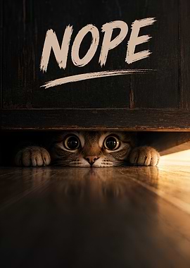 Cat Hiding Under Furniture Saying Nope