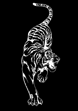 Stalking Tiger Silhouette Graphic