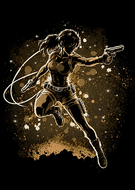 Lara Croft Action Pose Illustration