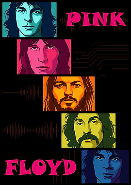 Pink Floyd Band Member Portrait Poster
