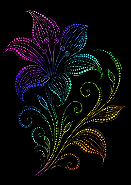 Rainbow Dotted Lily Floral Art