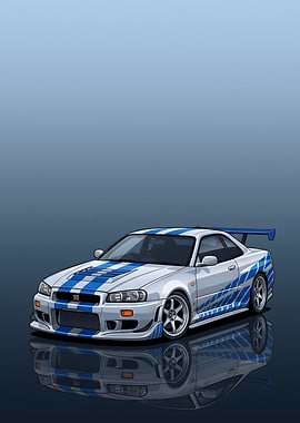 Nissan Skyline GT-R R34 Illustration