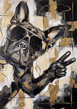 Cool French Bulldog Peace Sign Painting