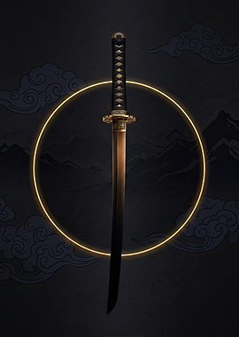 Elegant Golden Katana Sword Art