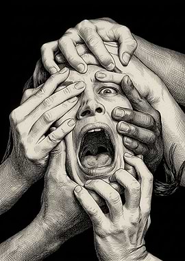 Surreal Illustration of Overwhelming Anxiety