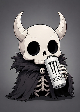 Chibi Skeleton Drinking Monster Energy