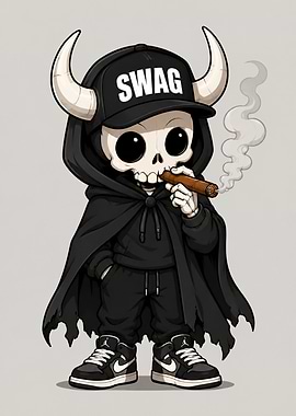 Swag Skull Character with Cigar