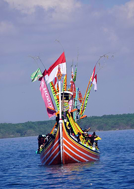 Traditional Indonesian Decorated Fishing Boat