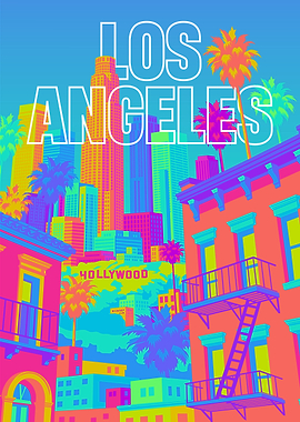 Vibrant Neon Los Angeles Cityscape