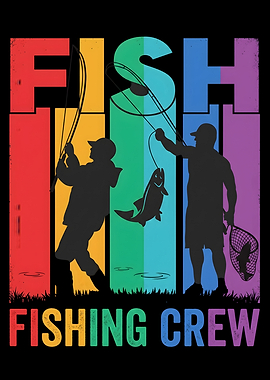 Fishing Crew Retro Style Graphic