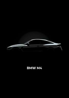 Minimalist BMW M4 Silhouette Poster