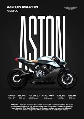 Aston Martin AMB 001 Motorcycle Poster