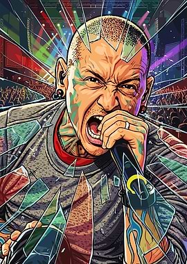 Chester Bennington Shattered Glass Portrait