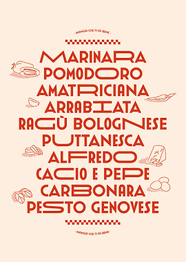 Italian Pasta Sauce Typography Poster