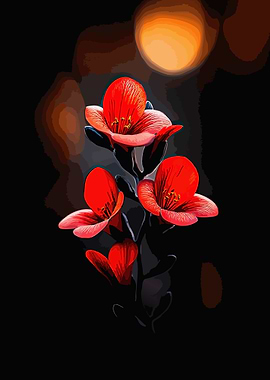 Vibrant Red Flowers Against Dark Background