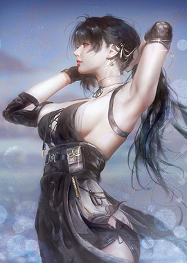 Elegant Anime Style Warrior Woman